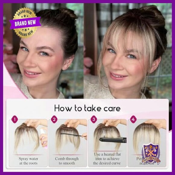 Human Hair Clip-In Bangs with Non-Slip Clips, 5 Inch Fringe main image 7